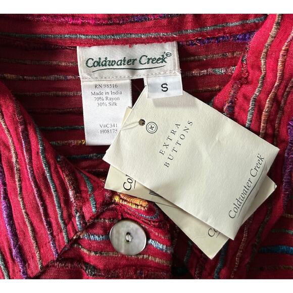 Coldwater Creek Women’s Small Silk Blend Vintage Striped Jacket NEW - Picture 6 of 6
